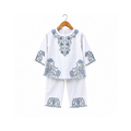 Frockwala Girls’ White Leaf  Co-ord Set