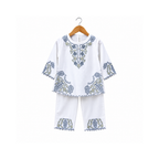 Frockwala Girls’ White Leaf  Co-ord Set