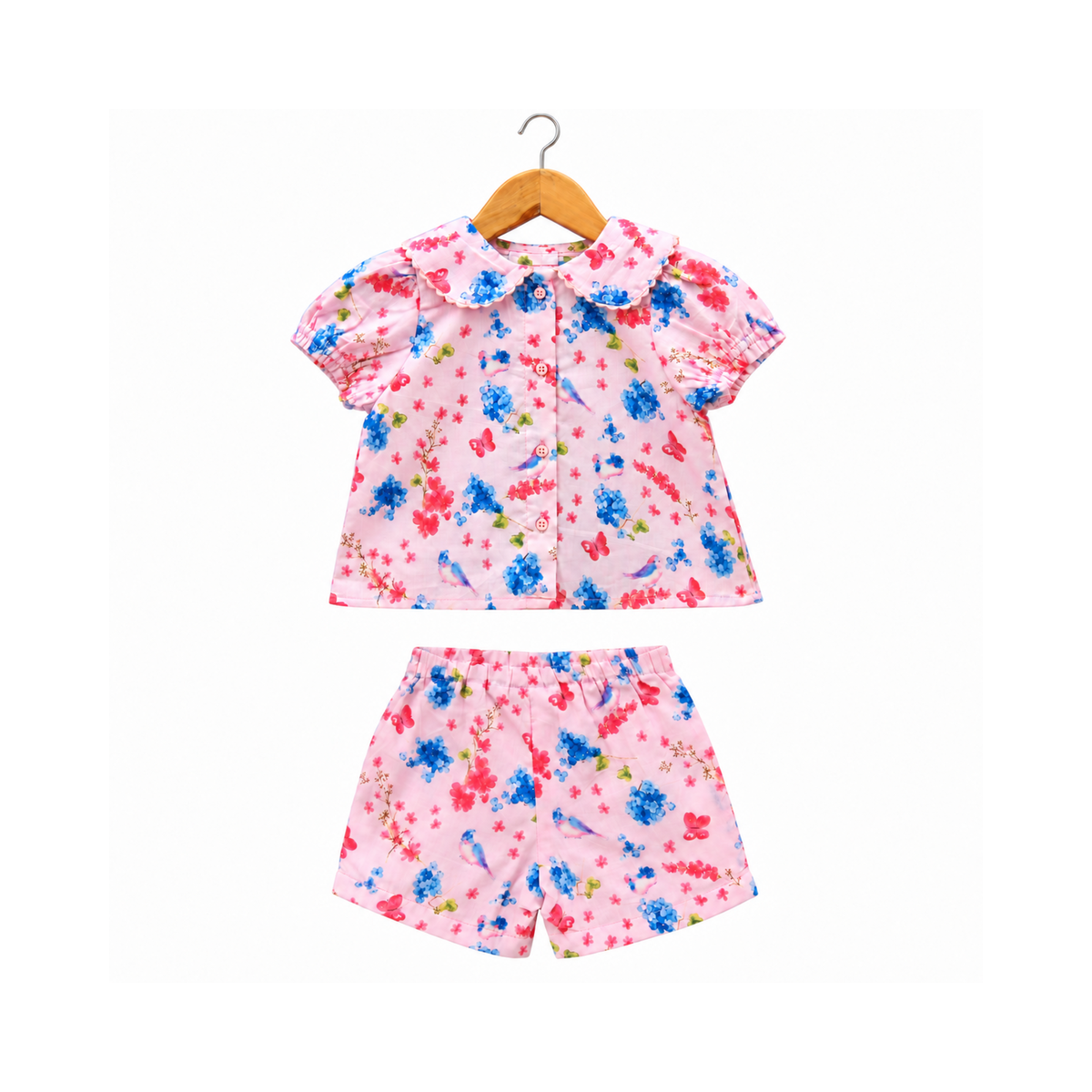 Frockwala Girls’ Pink Floral Cotton Co-ord Set